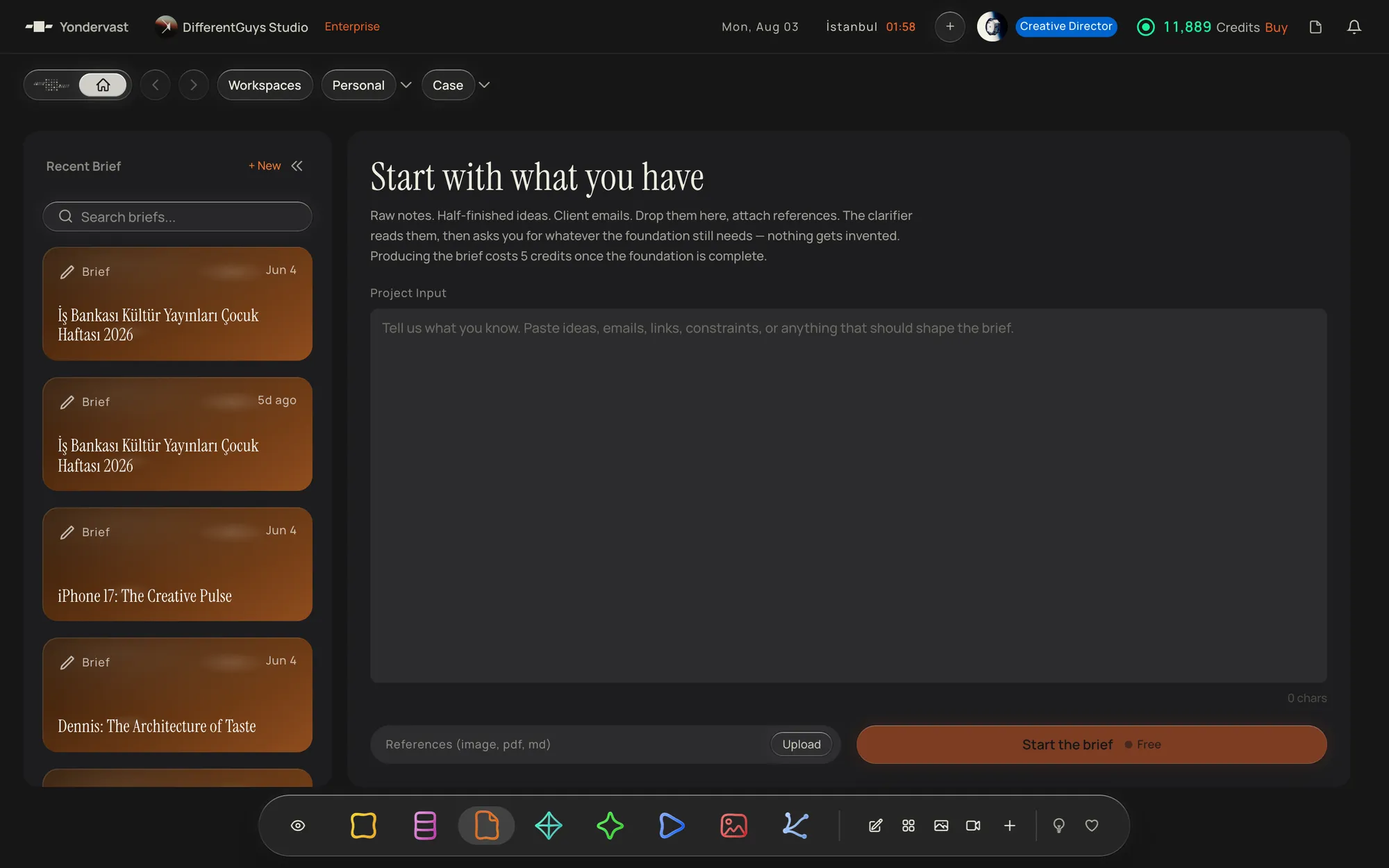 The Brief module inside Yondervast.