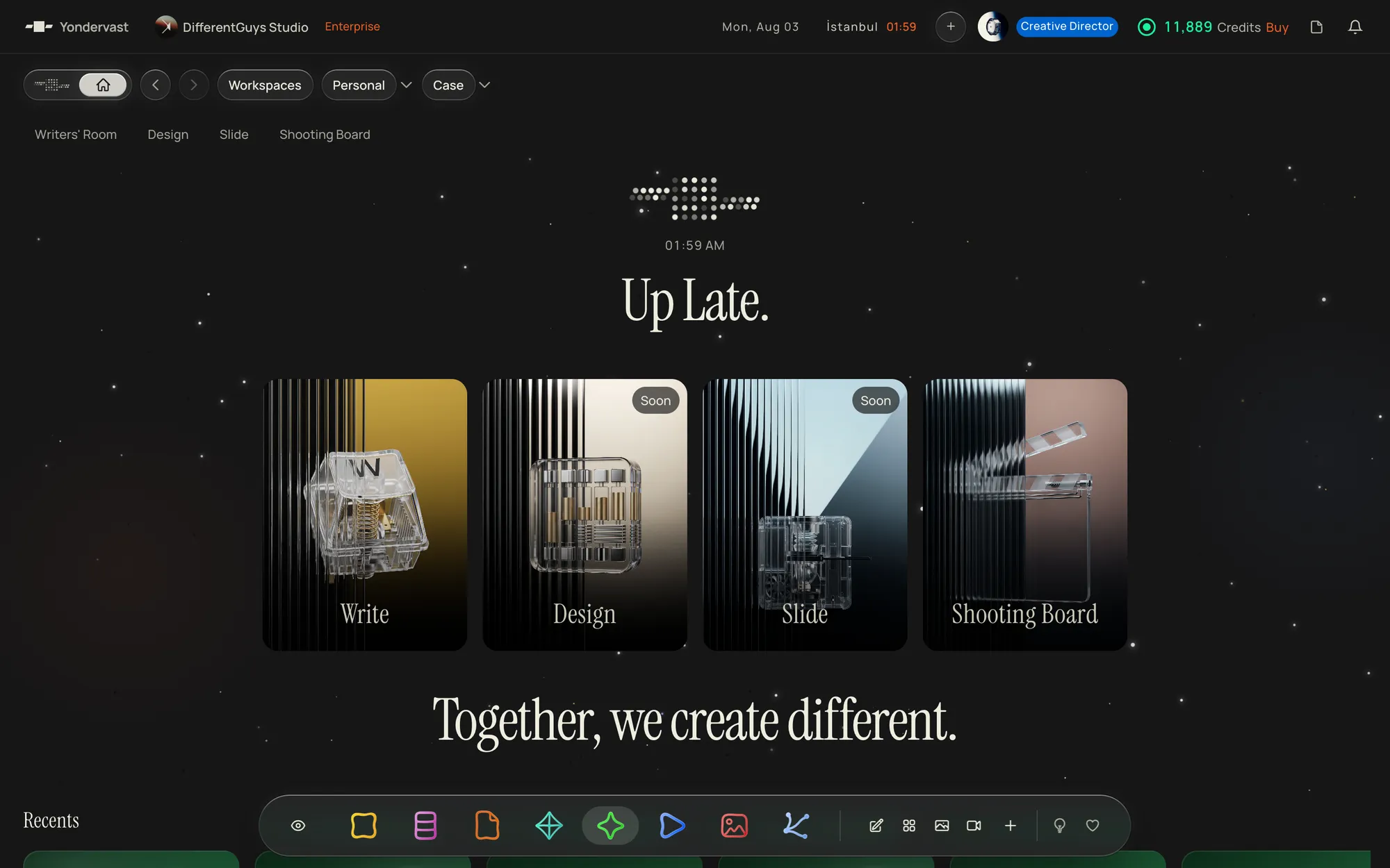 The Creative module inside Yondervast.