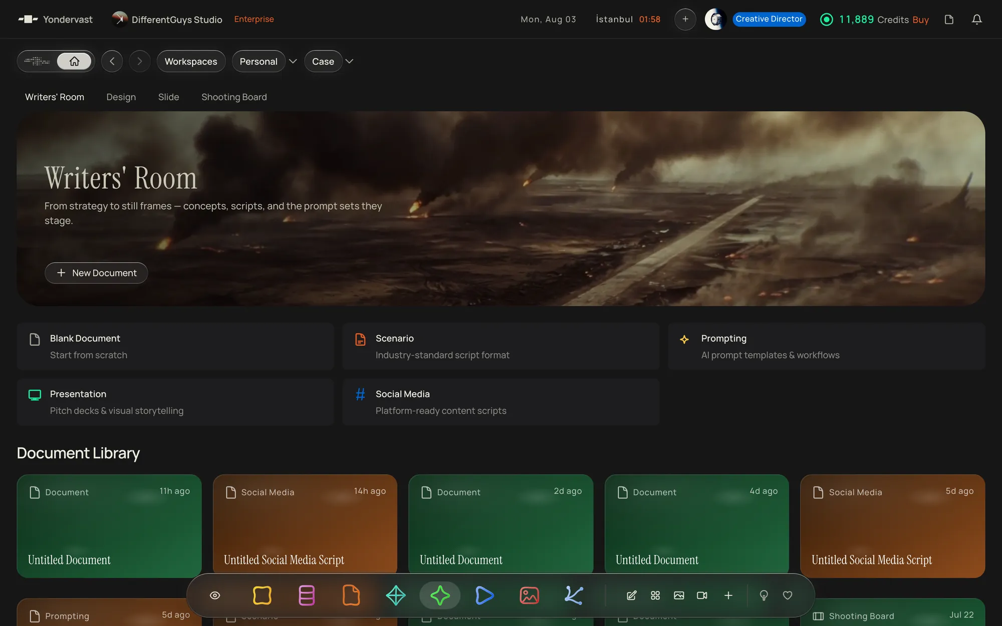 The Writing module inside Yondervast.